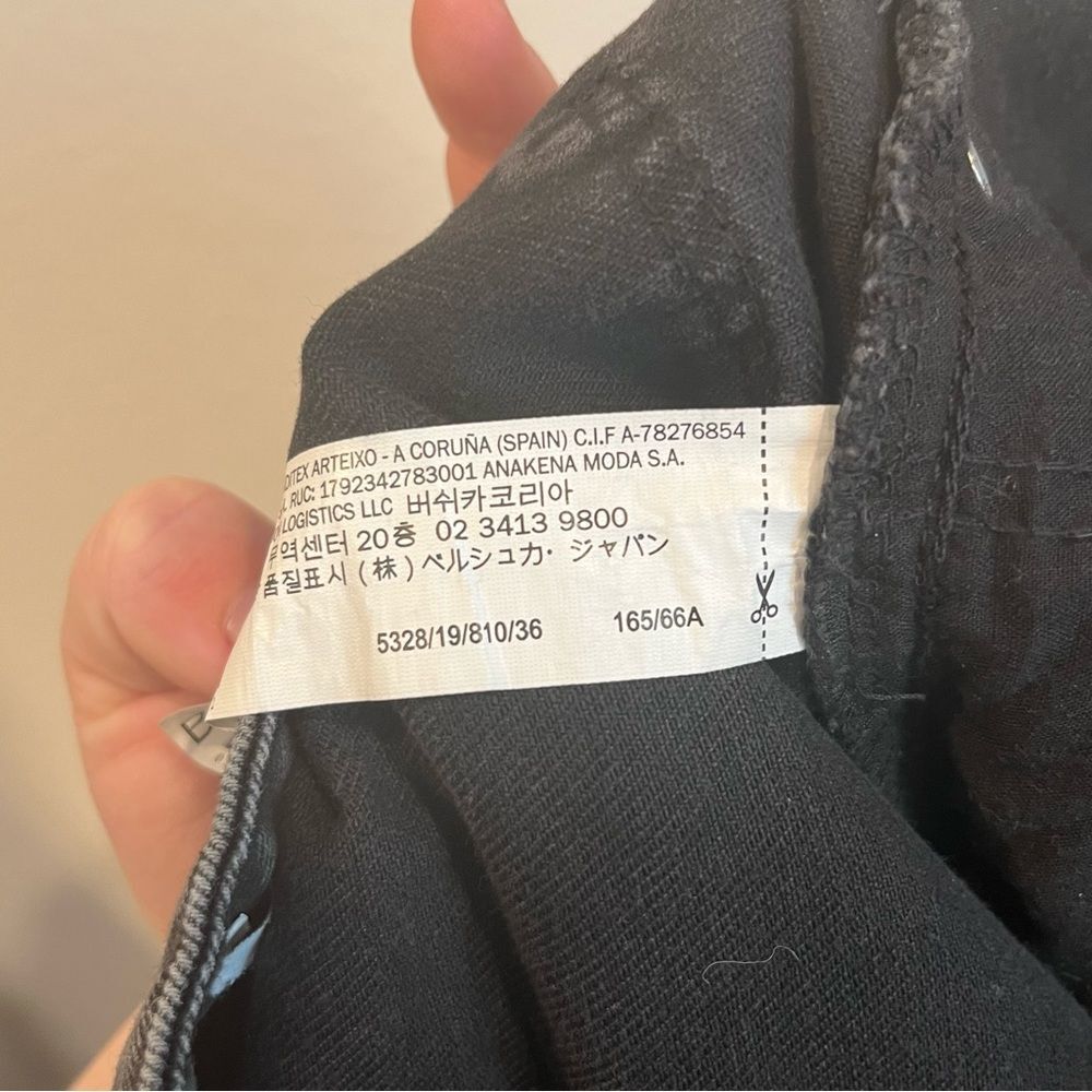 Bershka charcoal gray black straight cropped jeans distressed raw hem size 4 - Picture 9 of 12